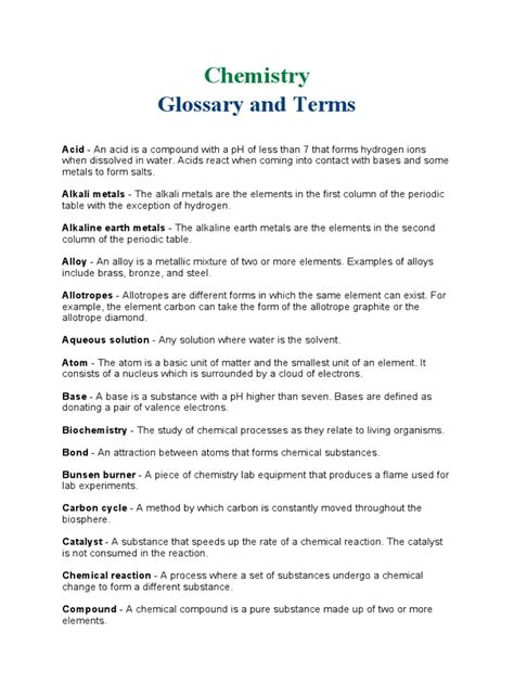 Glossary of chemistry terms .